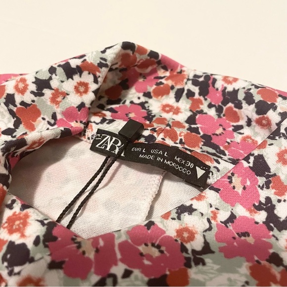 Zara Floral Long Sleeve Dress with Cut Outs Size Large - Picture 5 of 16